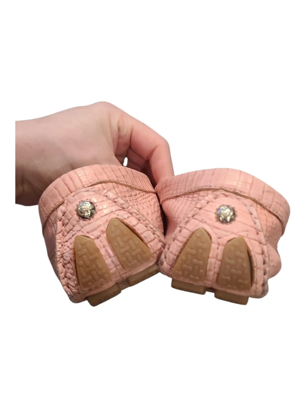 Cole Haan Blush Croc-Embossed Leather Penny Loafers